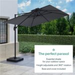 3x3m Dark Grey Square Cantilever Parasol with Base & Cover - Como - Image 2