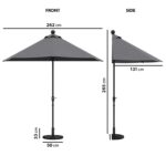 GRADE A2 - Dark Grey Half Parasol with Weighted Base and Cover Included - 2.6m x 1.3m - Fortrose - Image 3