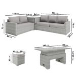 8 Seater Grey Rattan Garden Corner Dining Sofa Set with Height Adjustable Table - Fortrose - Image 6