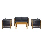 4 Seater Grey Rope Garden Sofa Set - Como - Image 2