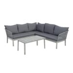 5 Seater Grey Rope Effect Garden Corner Sofa Set with Table - Como - Image 2