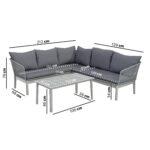 5 Seater Grey Rope Effect Garden Corner Sofa Set with Table - Como - Image 6