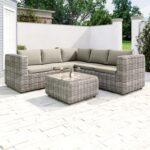 6 Seater Grey Rattan Garden Corner Sofa Set - Aspen - Image 5