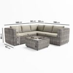 6 Seater Grey Rattan Garden Corner Sofa Set - Aspen - Image 6