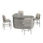 4 Bar Stools & V Shape Grey Rattan Bar Set - Aspen - Image 5
