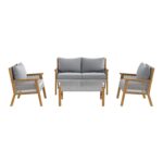 4 Seater Grey Rattan Garden Sofa Set With Solid Wood Frame - Aspen - Image 7