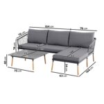 4 Seater Grey Garden Corner Sofa Set with Armchair and Table - Como - Image 4