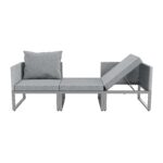 2 Seater Grey Garden Rattan Modular Bistro Set & Lounger - Fortrose - Image 7