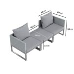 2 Seater Grey Garden Rattan Modular Bistro Set & Lounger - Fortrose - Image 6