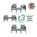 2 Seater Grey Garden Rattan Modular Bistro Set & Lounger - Fortrose - Image 5