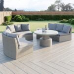 8 Seater Rattan Modular Circular Dining Sofa Set with Height Adjustable Table - Fortrose - Image 8