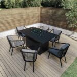 6 Seater Grey Aluminium & Rope Dining Set with Firepit Table - Como - Image 9