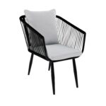 6 Seater Grey Aluminium & Rope Dining Set with Firepit Table - Como - Image 2