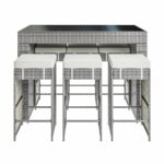6 Stools Garden Bar Cube Set in Natural Rattan - Fortrose - Image 8