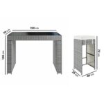 6 Stools Garden Bar Cube Set in Natural Rattan - Fortrose - Image 7