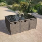 10 Seater Dark Grey Rattan Cube Garden Dining Set - Fortrose - Image 2