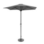 6 seater Grey Metal Garden Dining Set with Lazy Susan Parasol & Padded Foldable Chairs - Fortrose - Image 6