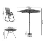 6 seater Grey Metal Garden Dining Set with Lazy Susan Parasol & Padded Foldable Chairs - Fortrose - Image 9