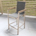 4 Stools Wood Effect & Aluminum Garden Bar Set - Como - Image 2