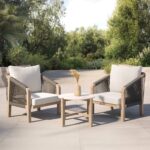 2 Seater Solid Natural Teak Wood & Rope Garden Bistro Set - Aspen - Image 9