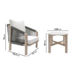 2 Seater Solid Natural Teak Wood & Rope Garden Bistro Set - Aspen - Image 2