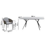 6 Seater Garden Dining Set with Woven Wicker Chairs & Stone Table Top - Image 10