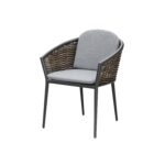 6 Seater Garden Dining Set with Woven Wicker Chairs & Stone Table Top - Image 9
