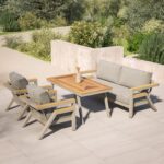 5 Seater Iroko Wood & Aluminum Garden Sofa Set - Como - Image 7