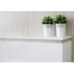 Wide White High Gloss Chest of 6 Drawers with Diamante Trim - Gabriella - Image 3