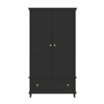 Black Double Wardrobe with Drawer - Georgia - Image 2