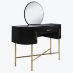 Black Marble Top Dressing Table with Mirror and Storage Drawers - Gigi - Image 4