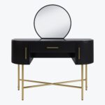 Black Marble Top Dressing Table with Mirror and Storage Drawers - Gigi - Image 3