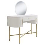 White Marble Top Dressing Table with Mirror and Storage Drawers - Gigi - Image 4