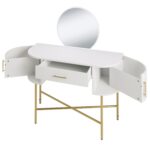 White Marble Top Dressing Table with Mirror and Storage Drawers - Gigi - Image 2