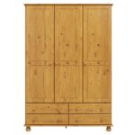 Pine 3 Door Triple Wardrobe with Drawers - Hamilton - Image 2