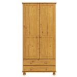 Pine 2 Door Double Wardrobe with Drawers - Hamilton - Image 2