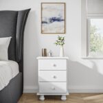 White 3 Drawer Bedside Table - Hamilton - Image 7