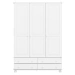 White Painted Pine 3 Door Triple Wardrobe with Drawers - Hamilton - Image 3
