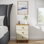 Cream and Pine 3 Drawer Bedside Table - Hamilton - Image 6