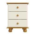 Cream and Pine 3 Drawer Bedside Table - Hamilton - Image 4
