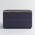 Wide Navy Blue Chest of 6 Drawers with Metallic Trim - Isabella - Image 2