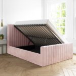 Side Opening Pink Velvet Double Ottoman Bed - Khloe - Image 5