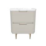 Curved Taupe 2 Drawer Bedside Table with Marble Top - Lorenzo - Image 4