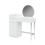 White Gloss Dressing Table with Mirror and Storage Drawer - Lyra - Image 4