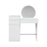 White Gloss Dressing Table with Mirror and Storage Drawer - Lyra - Image 2