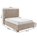Beige Velvet Double Ottoman Bed with Curved Headboard - Milania - Image 3