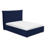 Navy Blue Velvet King Size Bed Frame with Cushioned Headboard - Maddox - Image 2