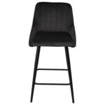 Charcoal with Black Velvet Kitchen Stool with Back - 66cm - Macie - Image 9