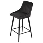 Charcoal with Black Velvet Kitchen Stool with Back - 66cm - Macie - Image 8