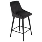 Charcoal with Black Velvet Kitchen Stool with Back - 66cm - Macie - Image 7